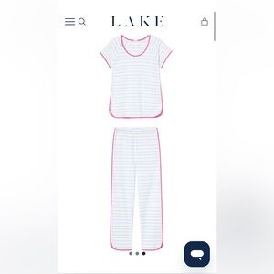 Lake Pajama Set - Crop Pants and Short Sleeve Shjrt in Pima Cotton